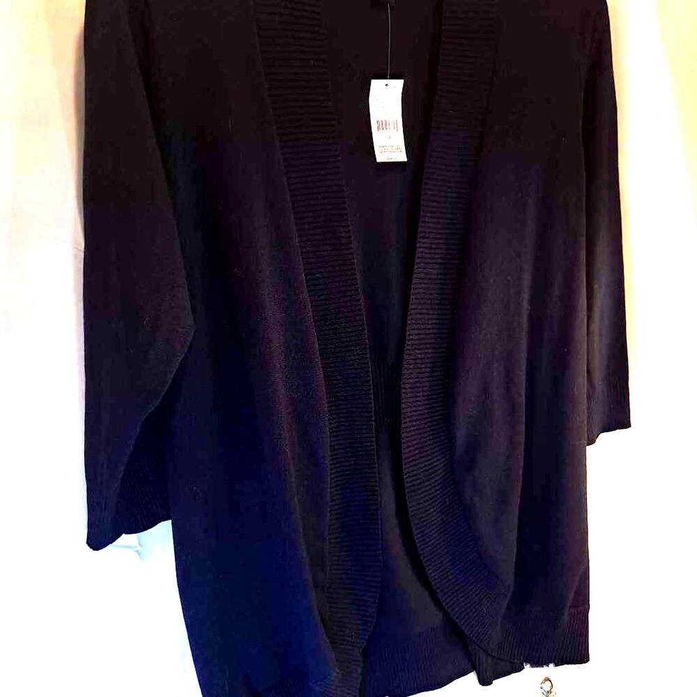 Simply Emma Women's Cardigan Sweater Black Long Sleeve Open Front Plus 1X New
